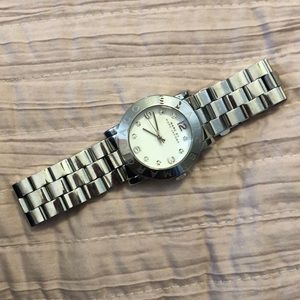 Marc Jacobs silver and white watch.  MBM 3054